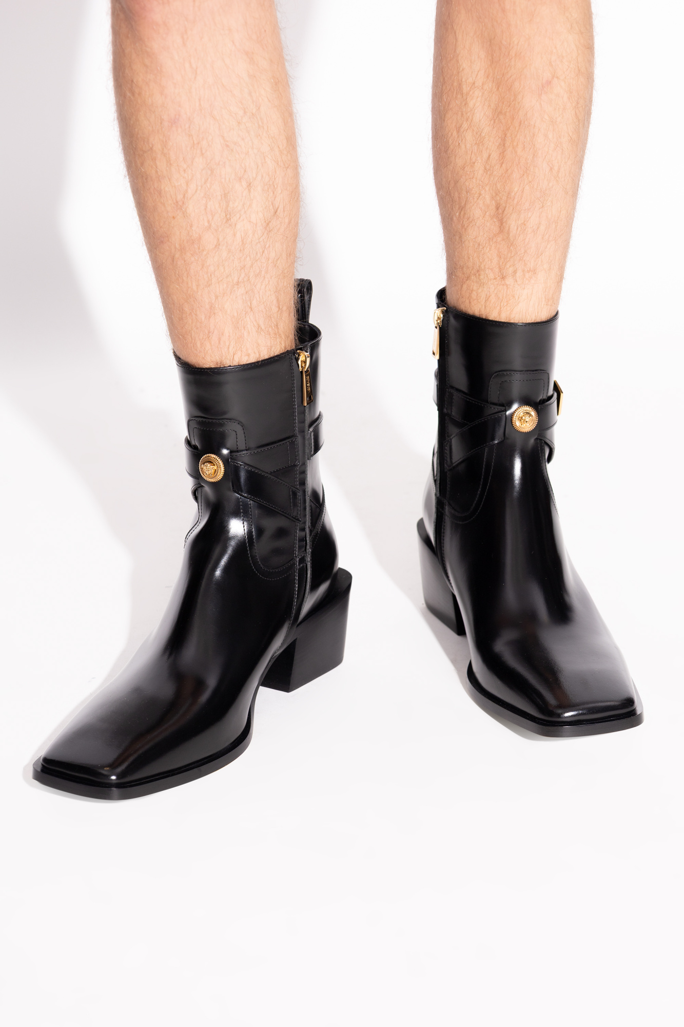 VERSACE ヴェルサーチ ショートブーツ ブーティ レザー 黒